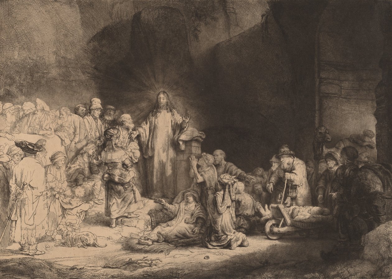 Cristo predicando La estampa de los cien florines de Rembrandt van Rijn