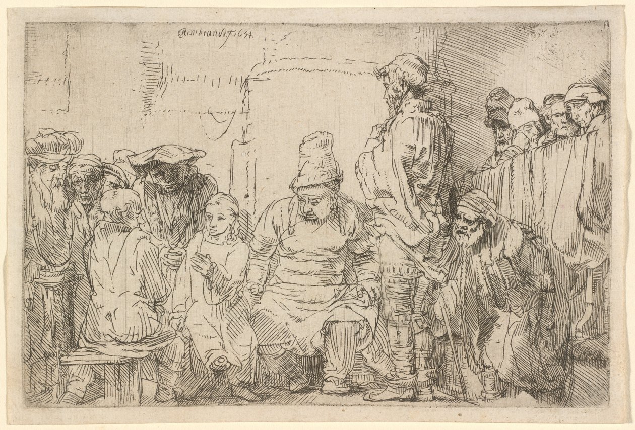 Cristo sentado disputando con los doctores de Rembrandt van Rijn