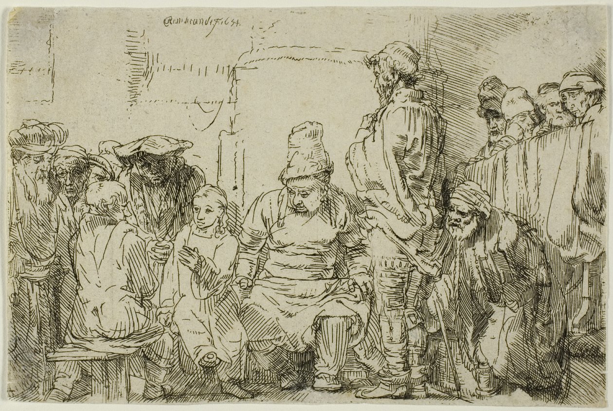 Cristo sentado disputando con los doctores de Rembrandt van Rijn