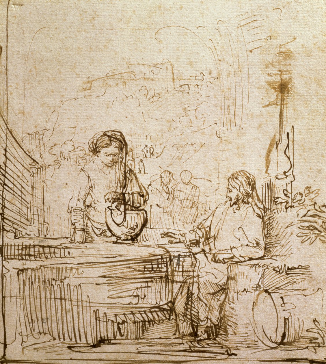 Cristo y la mujer de Samaria de Rembrandt van Rijn