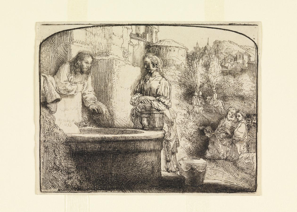 Cristo y la mujer de Samaria de Rembrandt van Rijn