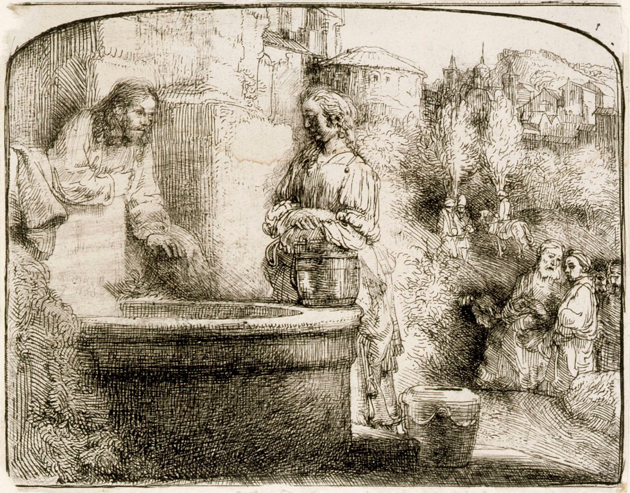 Cristo y la mujer de Samaria de Rembrandt van Rijn