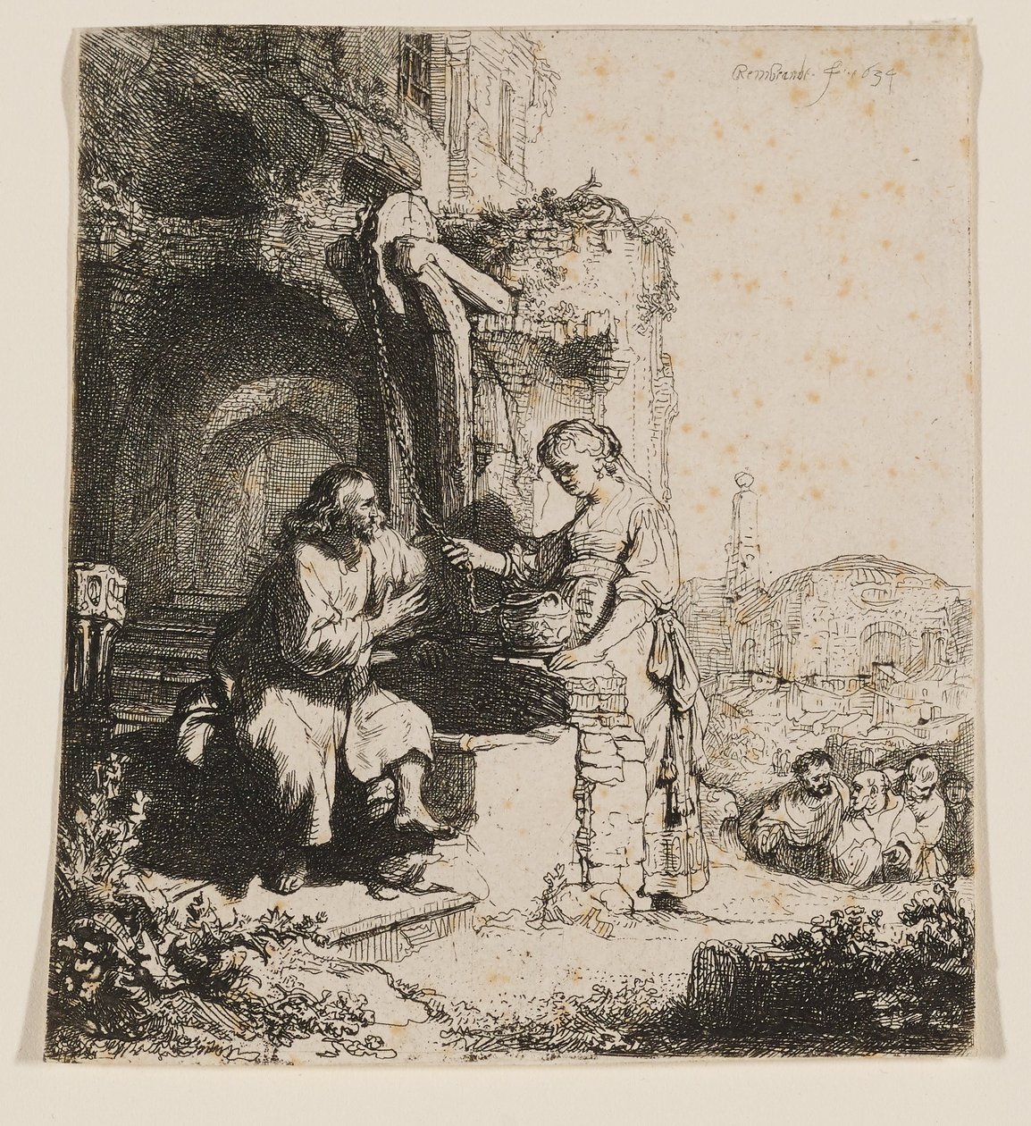 Cristo y la mujer de Samaria: entre las ruinas de Rembrandt van Rijn