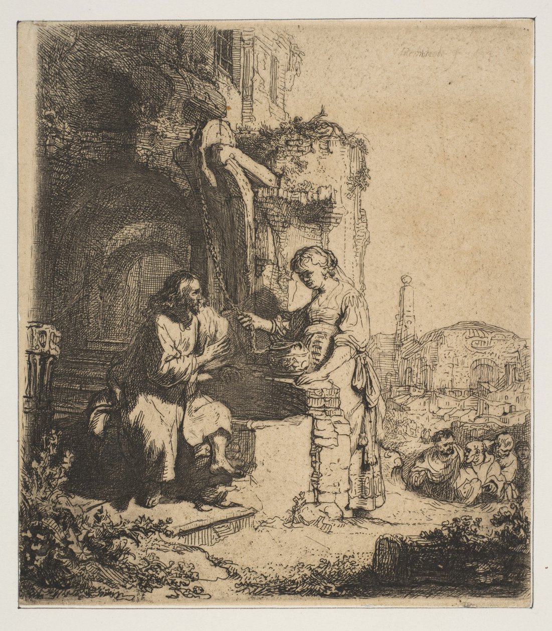 Cristo y la mujer de Samaria entre ruinas de Rembrandt van Rijn