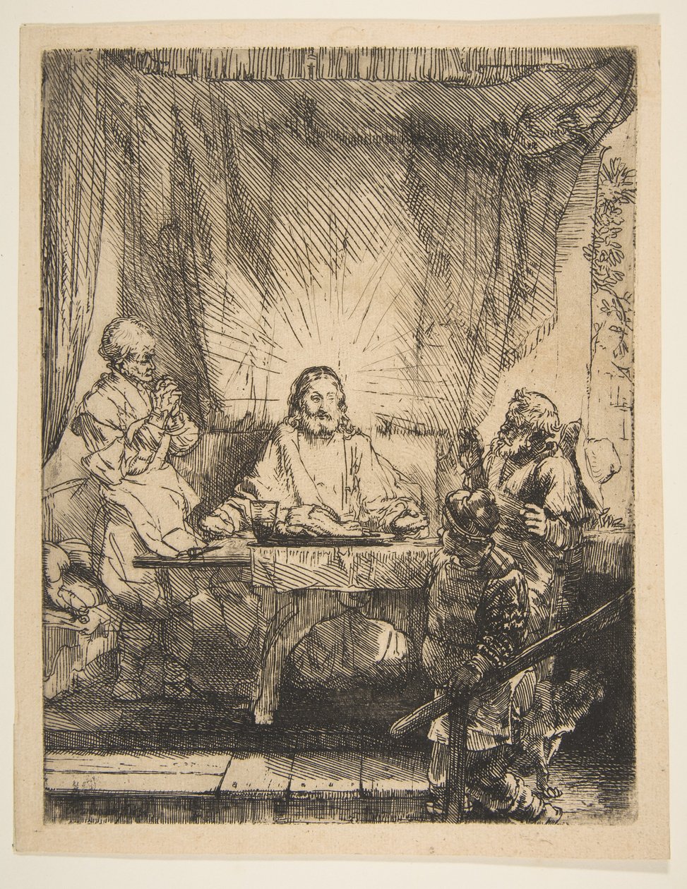 Cristo en Emaús: La placa más grande, 1654 de Rembrandt van Rijn