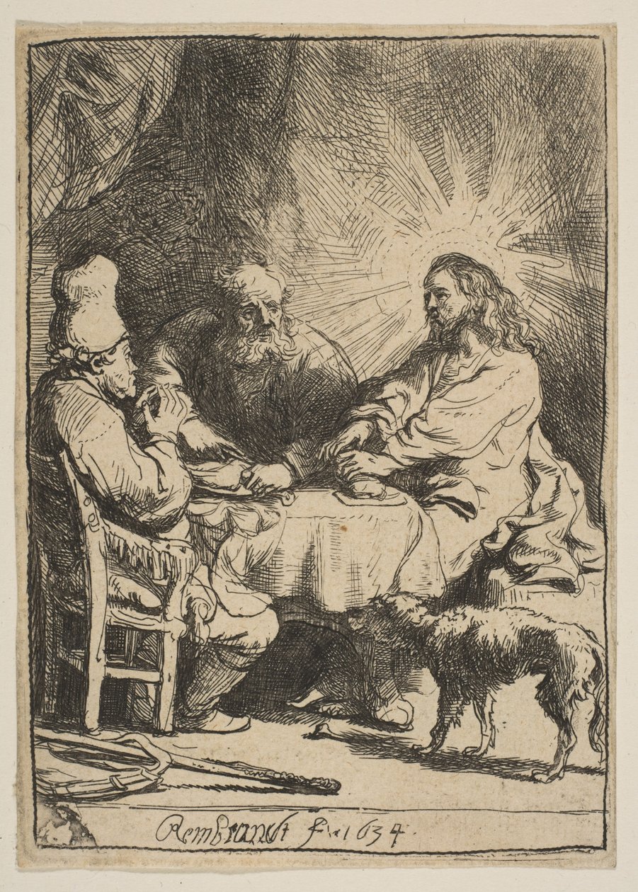 Cristo en Emaús: La Placa Más Pequeña, 1634 de Rembrandt van Rijn