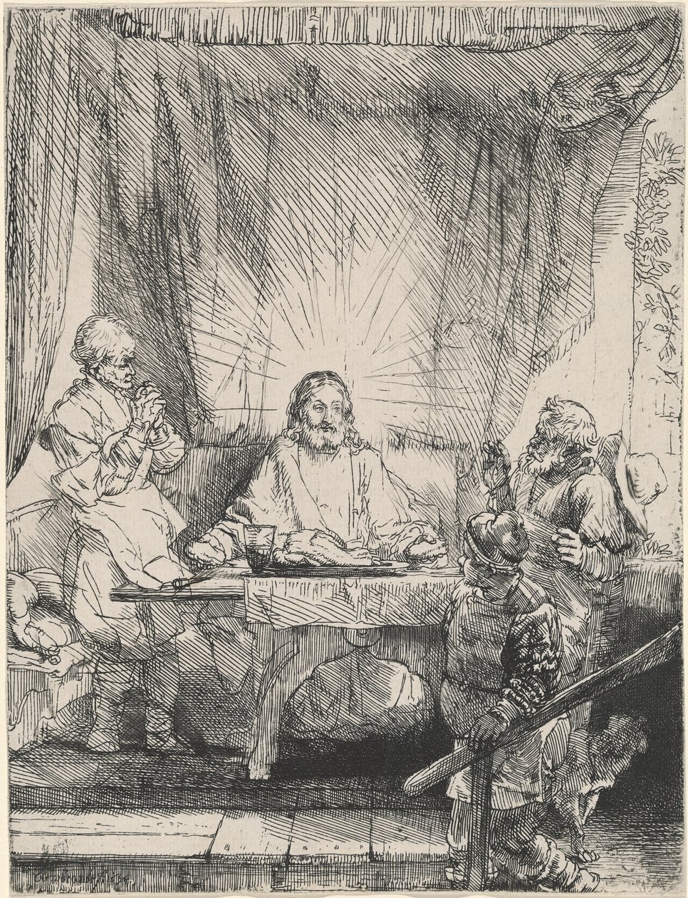 Cristo en Emaús: la placa mayor de Rembrandt van Rijn
