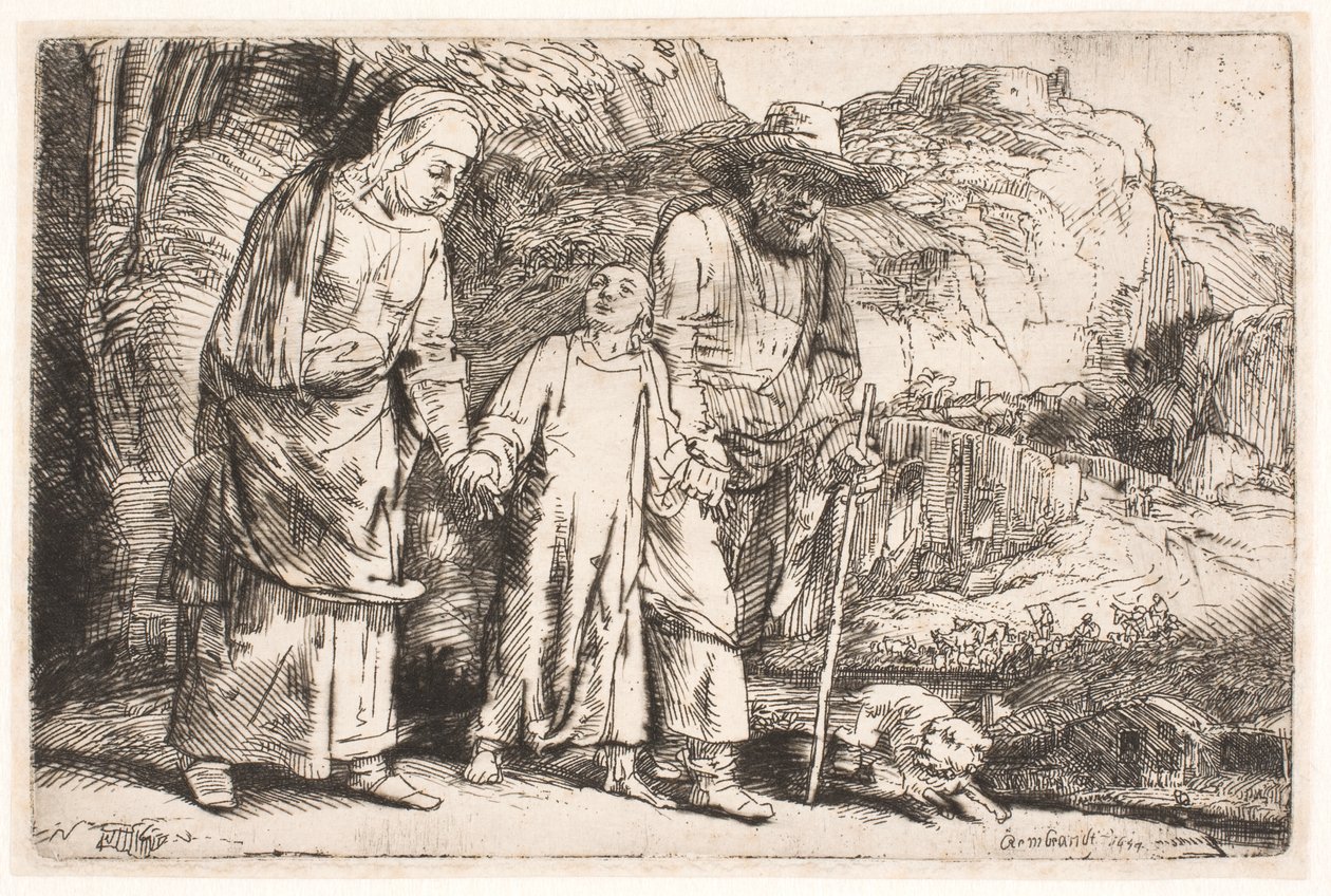 Cristo entre sus padres, al regresar del templo de Rembrandt van Rijn