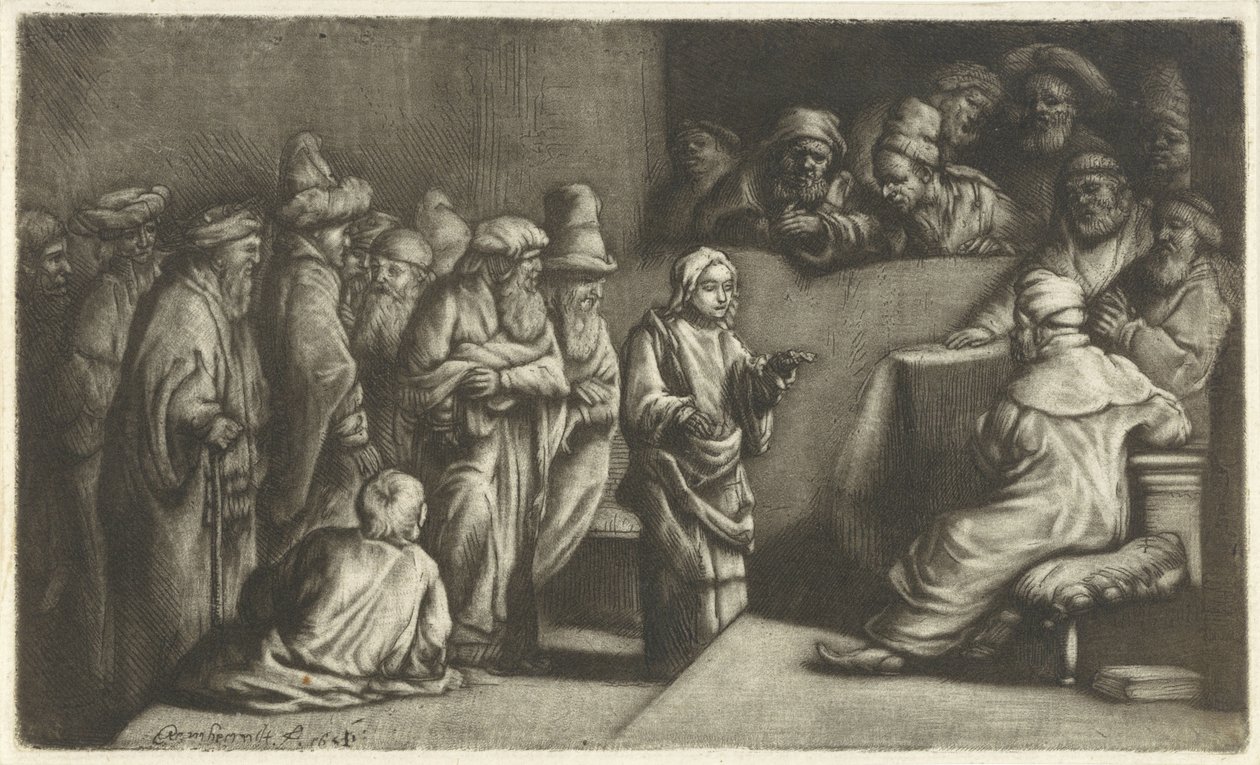 Cristo disputando con los Doctores: un boceto de Rembrandt van Rijn