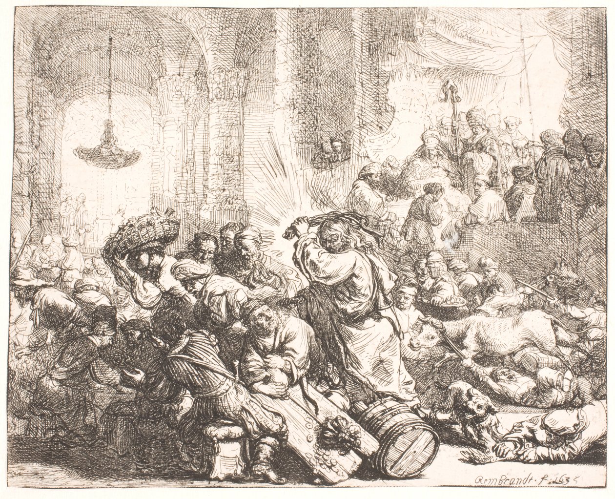 Cristo expulsando a los mercaderes del templo de Rembrandt van Rijn