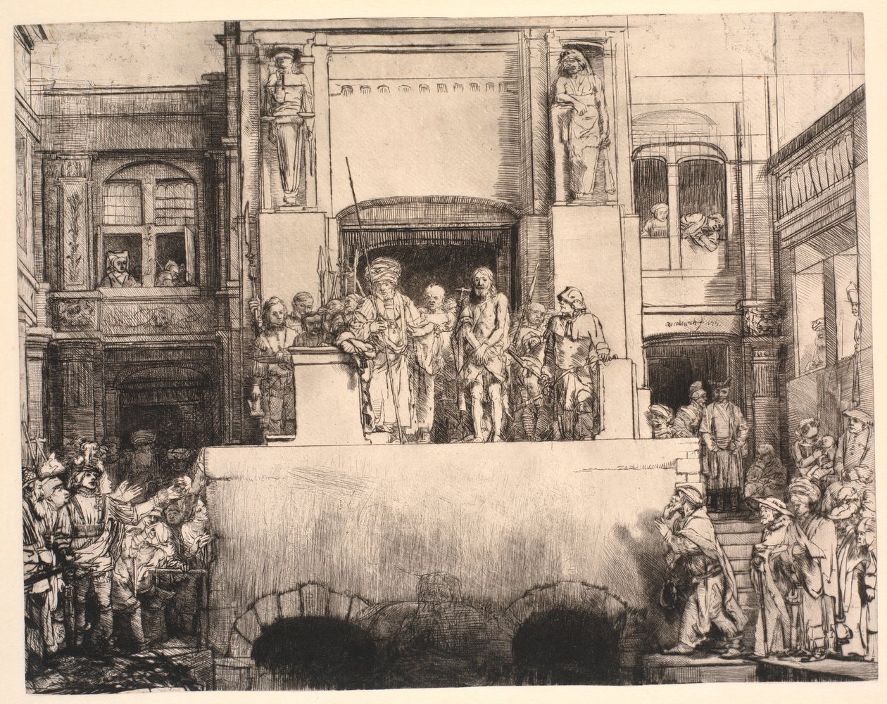Cristo presentado al pueblo: gran placa oblonga de Rembrandt van Rijn