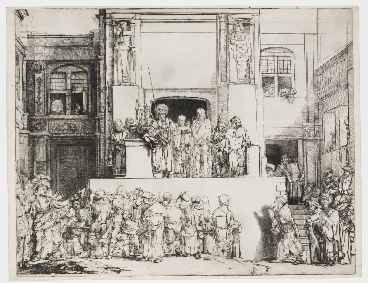 Cristo presentado al pueblo: plato rectangular de Rembrandt van Rijn