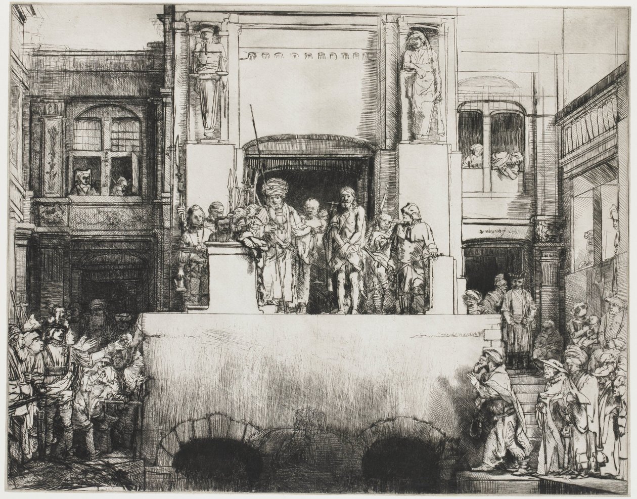 Cristo presentado al pueblo: plato rectangular de Rembrandt van Rijn