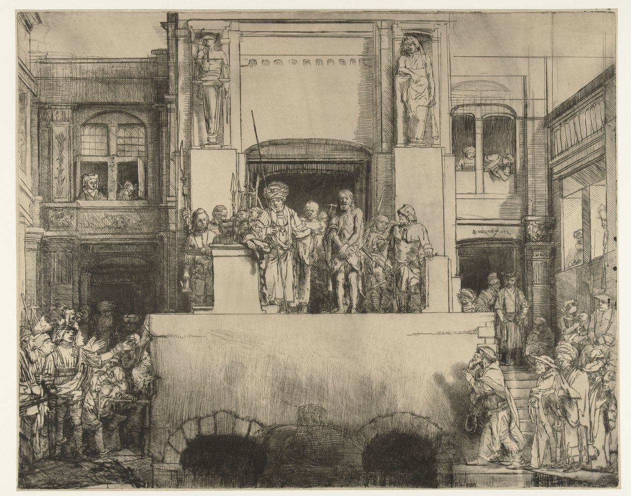 Cristo presentado al pueblo: plato rectangular de Rembrandt van Rijn