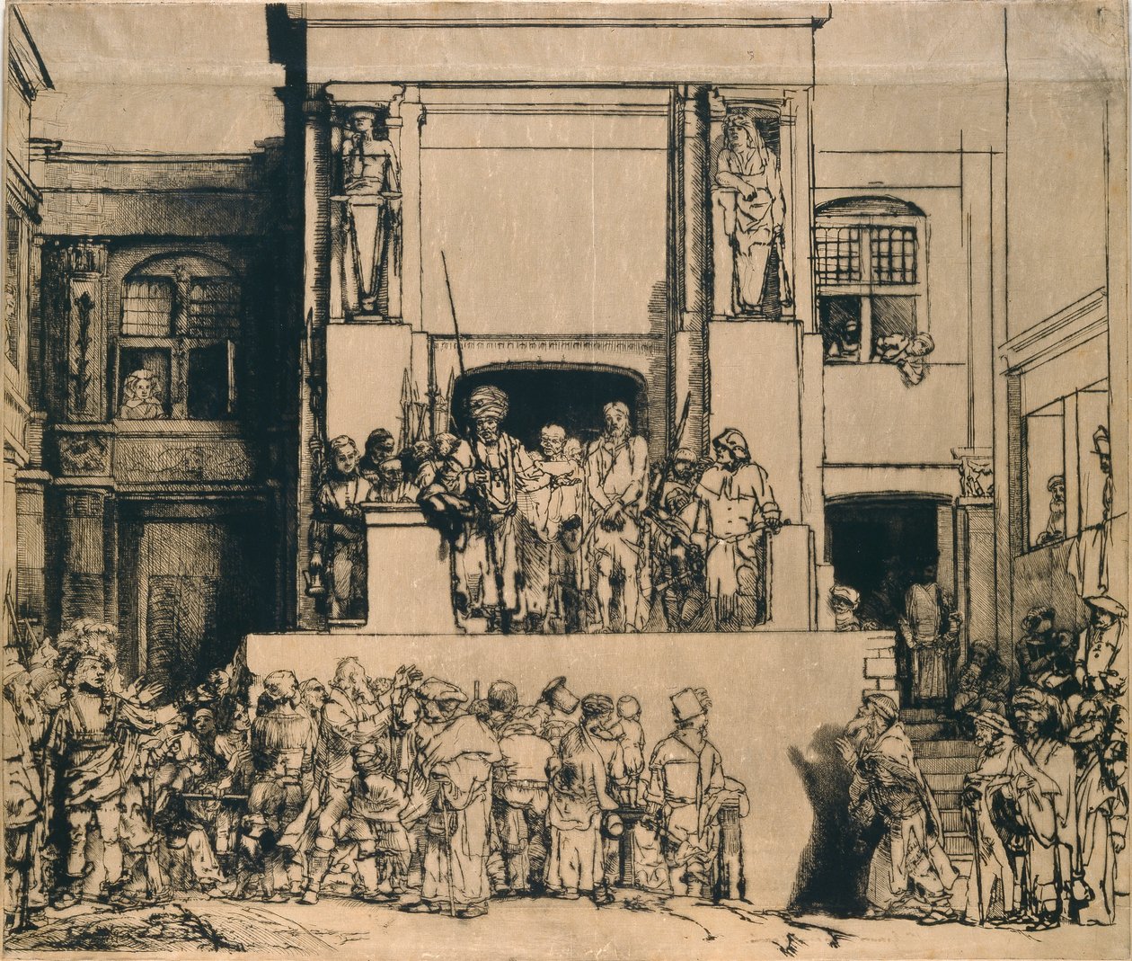 Cristo presentado al pueblo: placa oblonga, 1655 de Rembrandt van Rijn