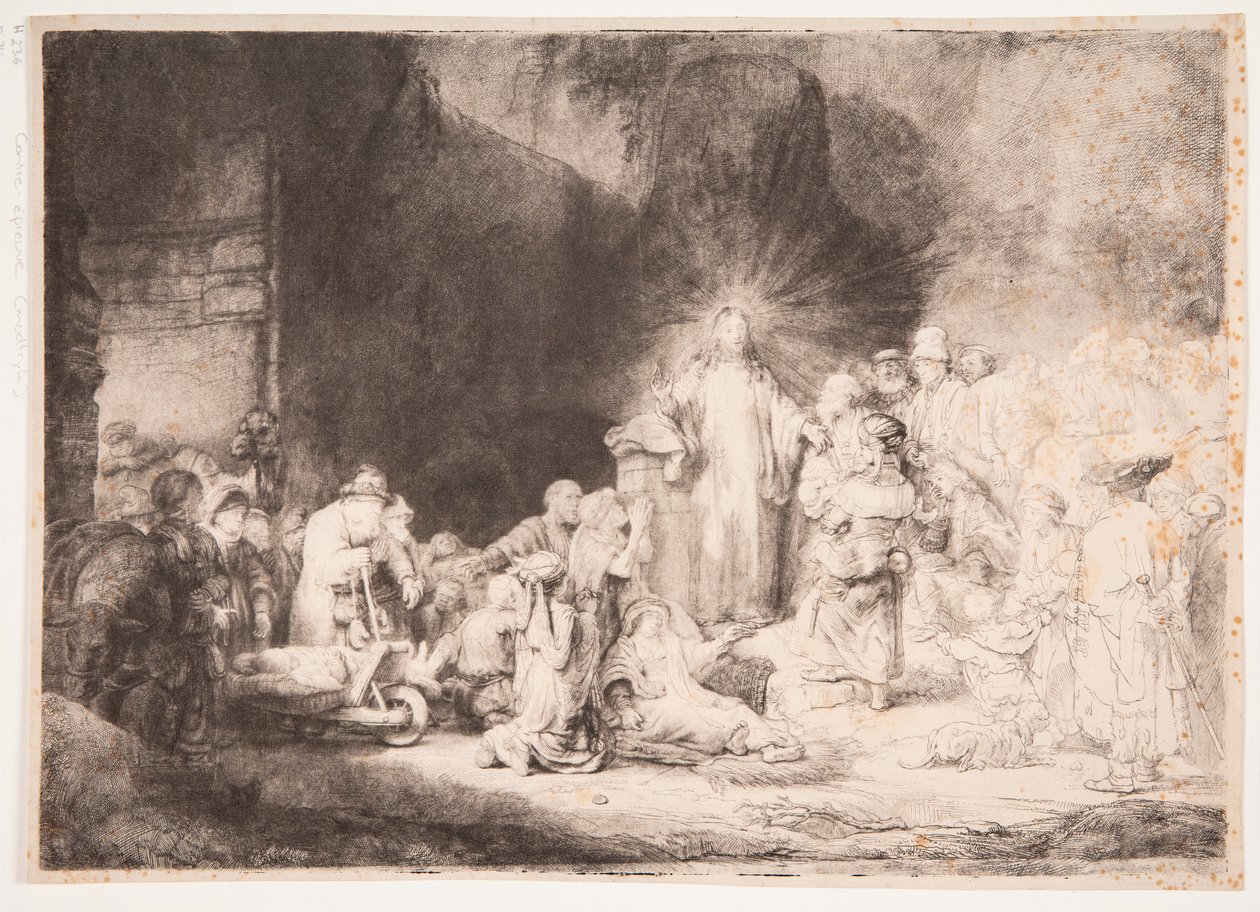 Cristo rodeado de enfermos, acogiendo a los niños pequeños (el «Cuadro de los cien florines») de Rembrandt van Rijn