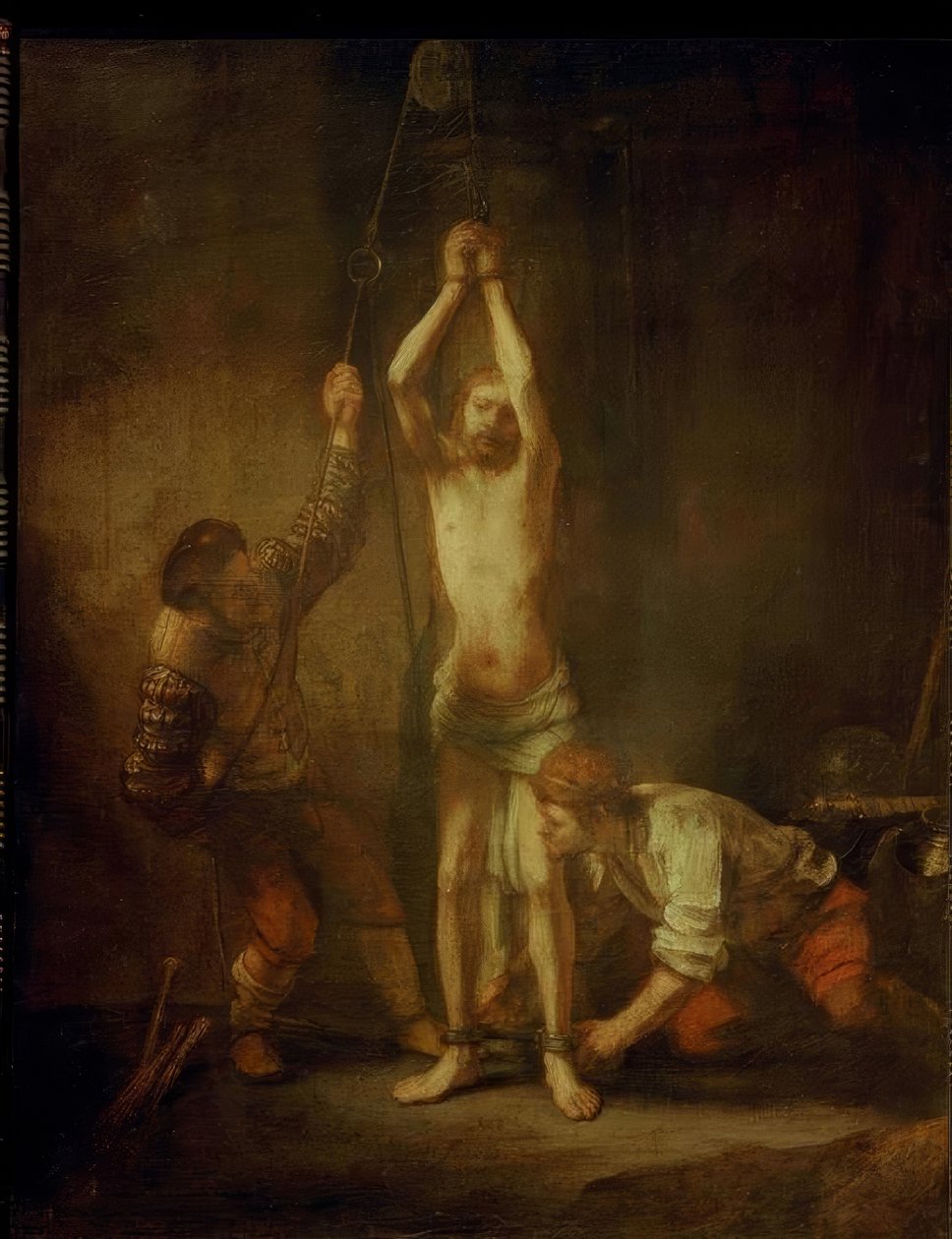 Cristo en la columna de la flagelación de Rembrandt van Rijn