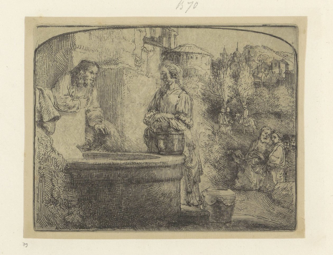 Cristo y la mujer samaritana Recueil de quatre-vingt-cinq estampes originales (título de la serie) de Rembrandt van Rijn