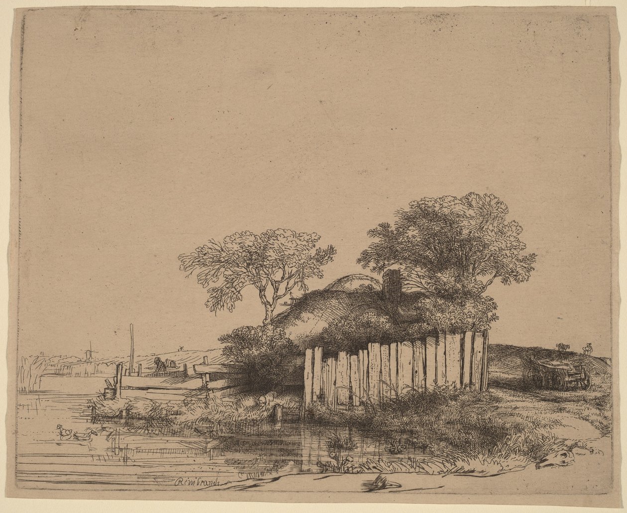 Casita con valla blanca de Rembrandt van Rijn