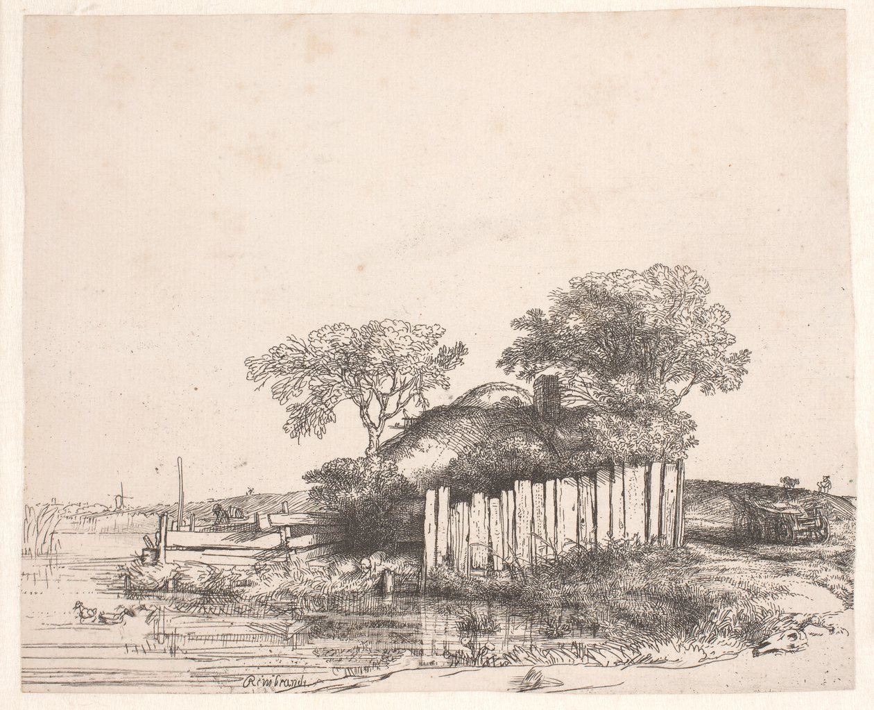 Casita con una valla blanca de Rembrandt van Rijn