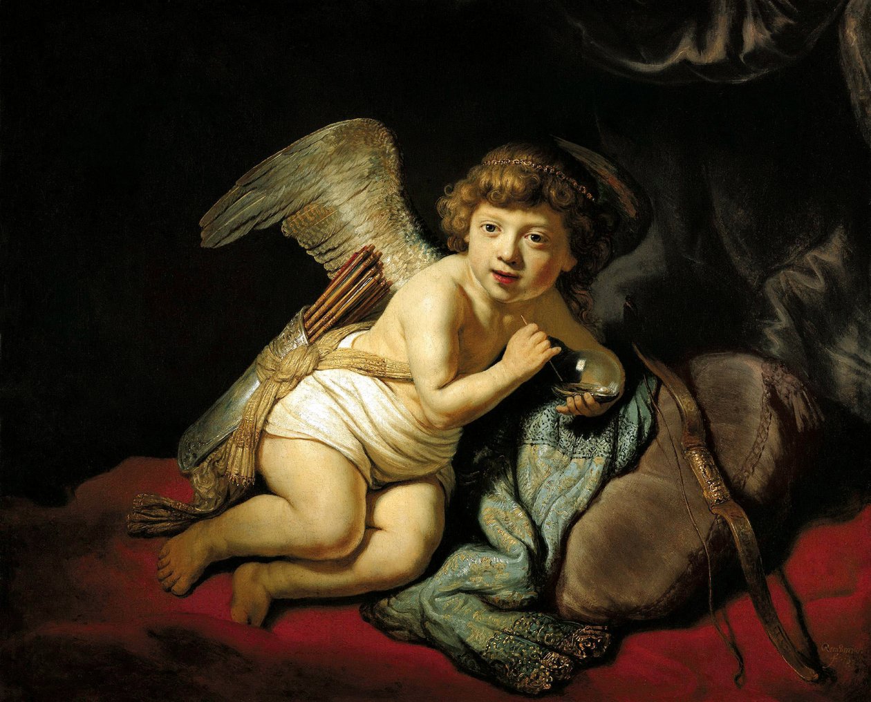 Cupido soplando una burbuja de jabón, 1634 de Rembrandt van Rijn