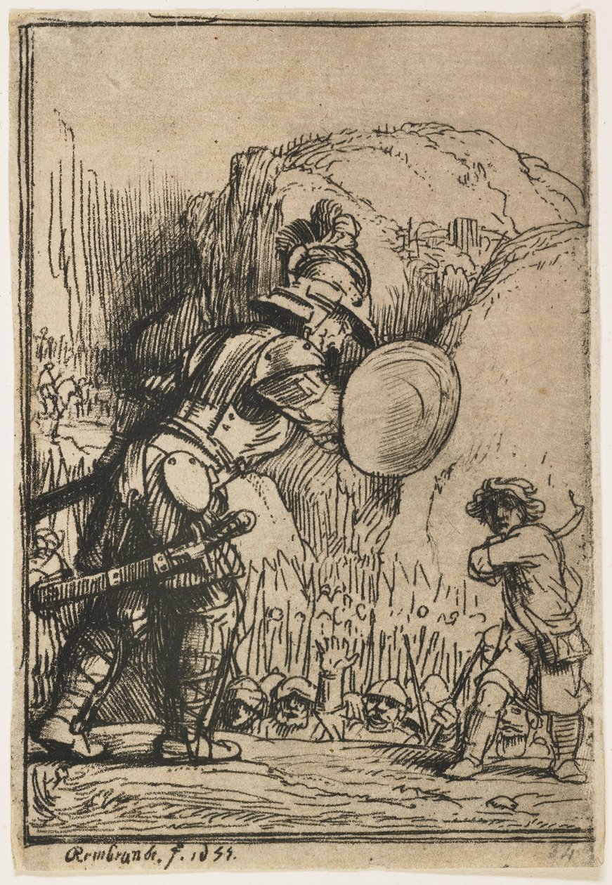 David y Goliat, 1655 de Rembrandt van Rijn