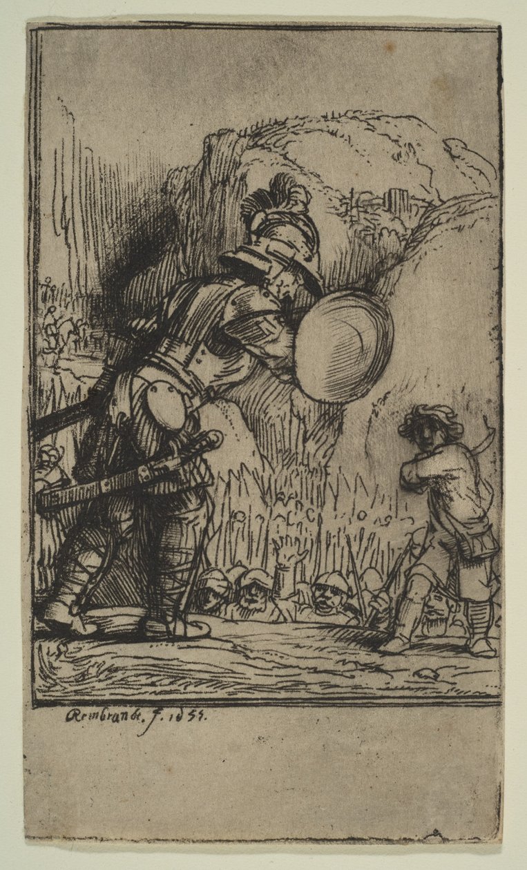 David y Goliat, 1655 de Rembrandt van Rijn