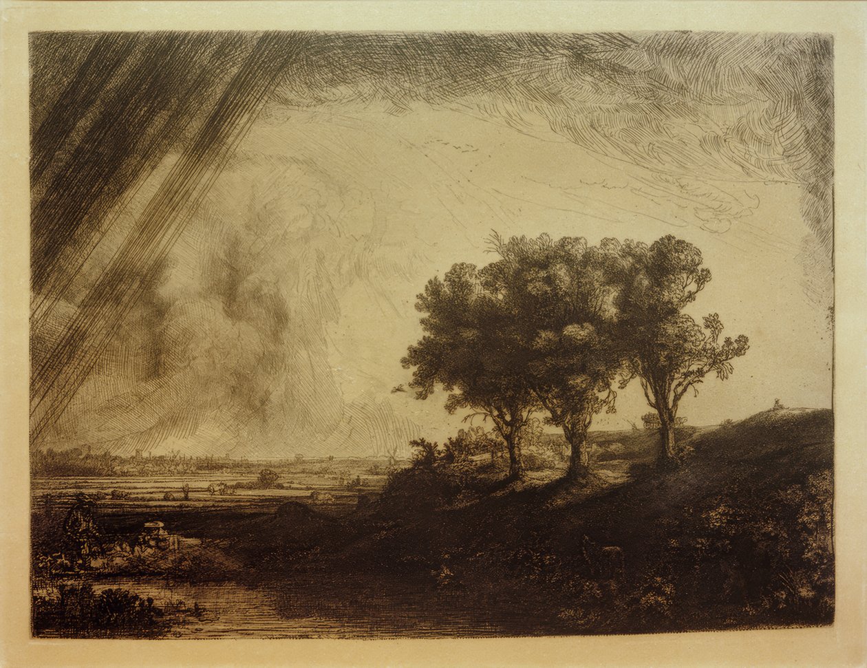 El paisaje con los tres árboles de Rembrandt van Rijn