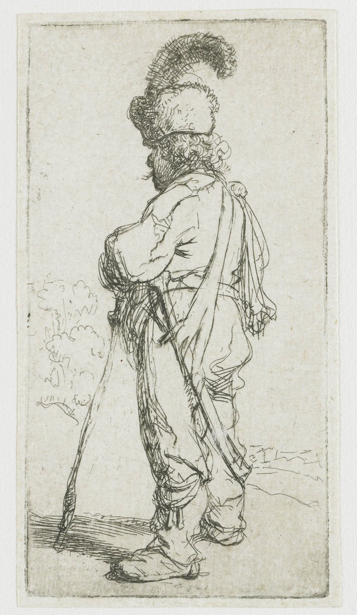 Un polaco con un palo de Rembrandt van Rijn