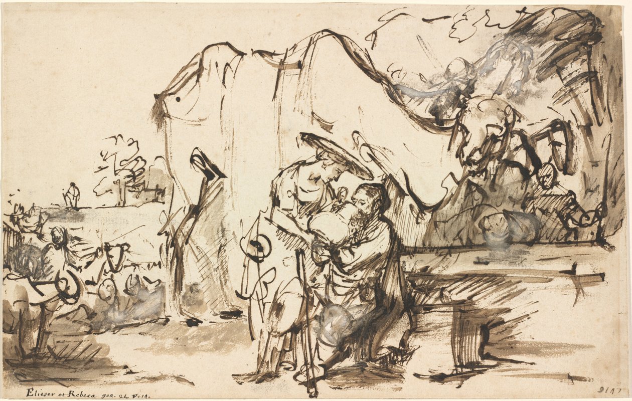 Eliezer y Rebeca en el pozo de Rembrandt van Rijn