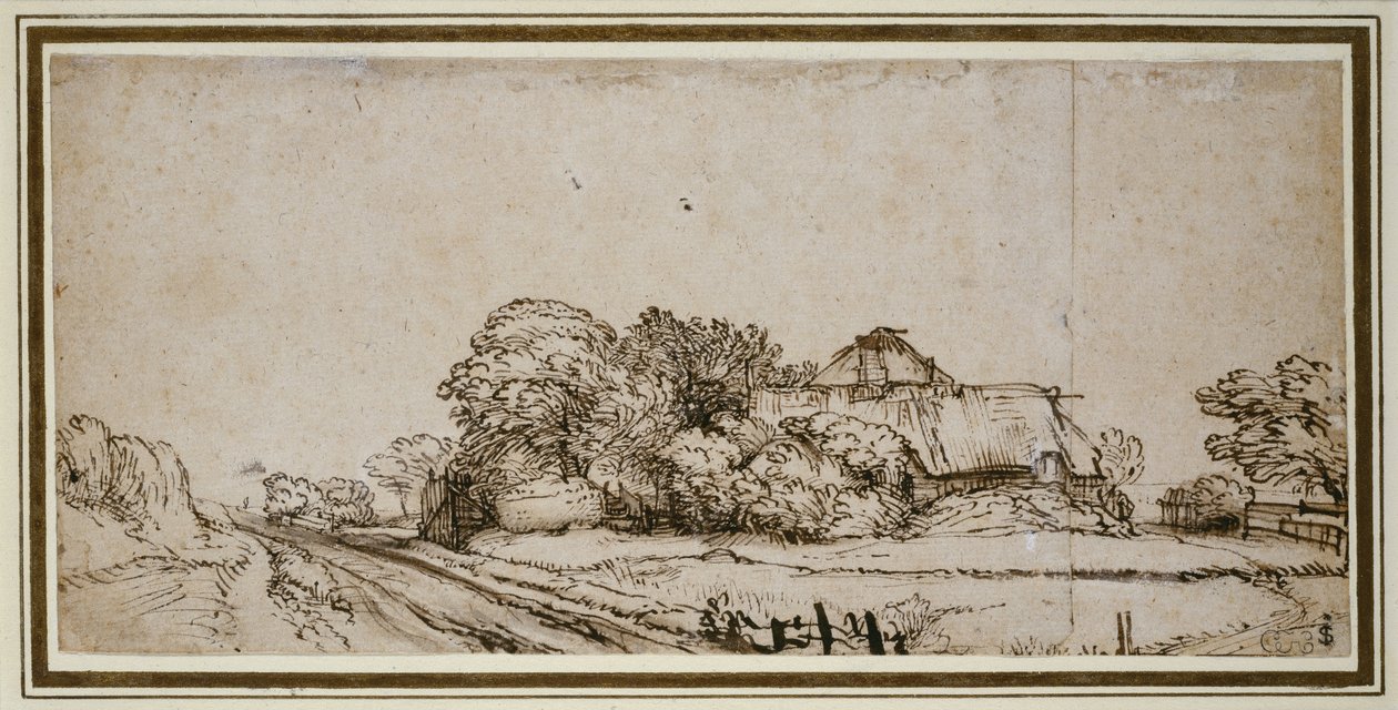 Edificios de la Granja junto a un Camino de Rembrandt van Rijn