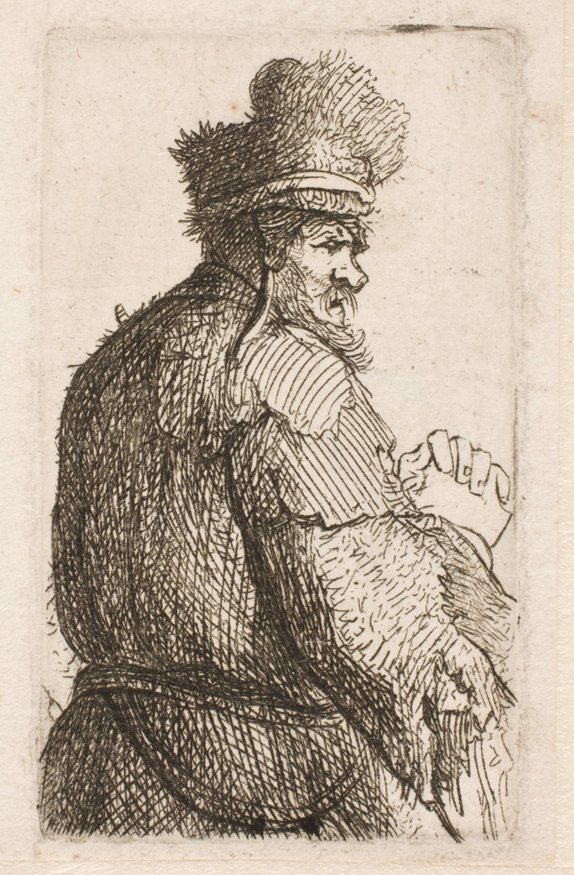 Viejo visto desde atrás de Rembrandt van Rijn
