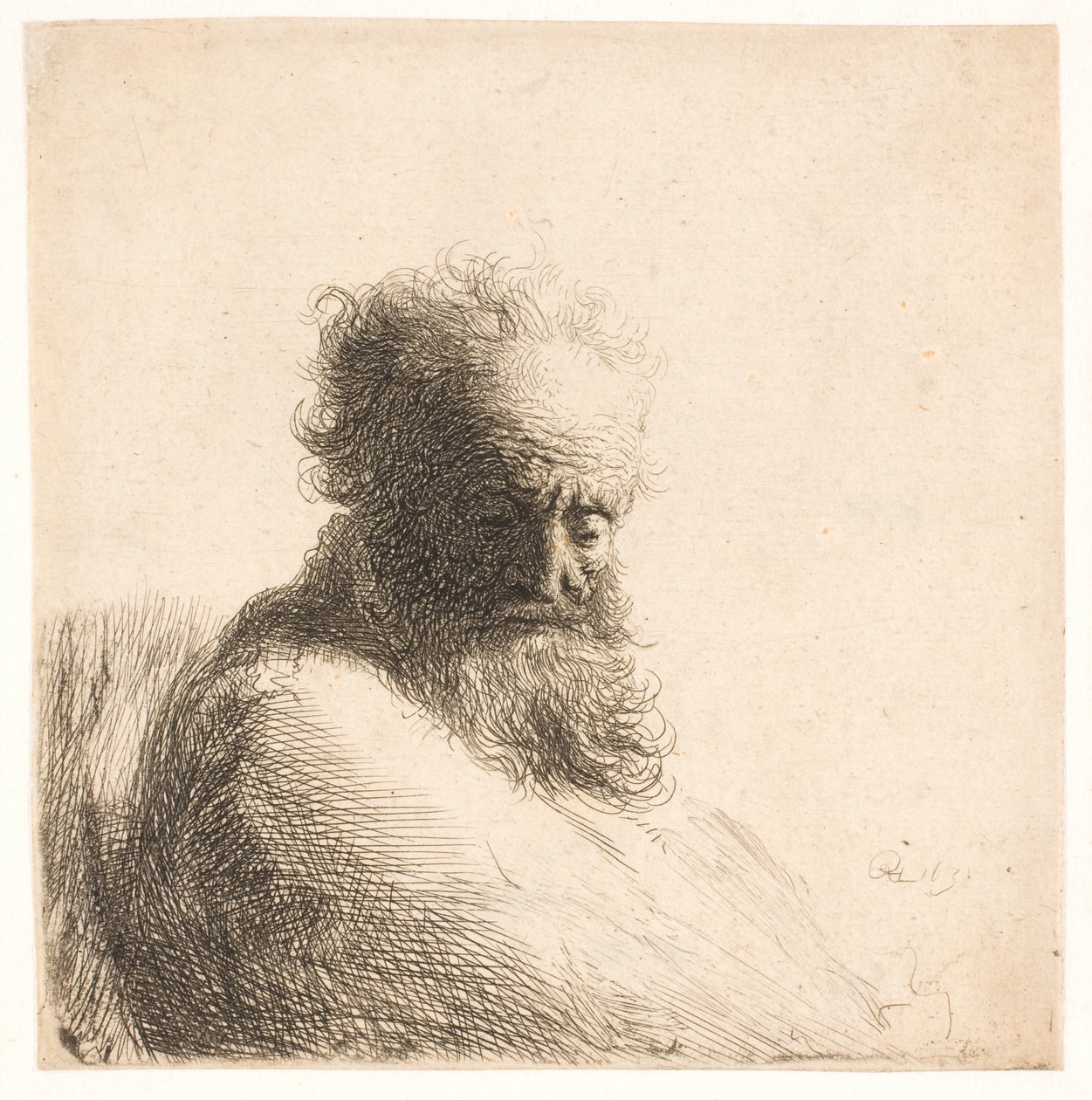 Viejo barbudo. Busto de Rembrandt van Rijn