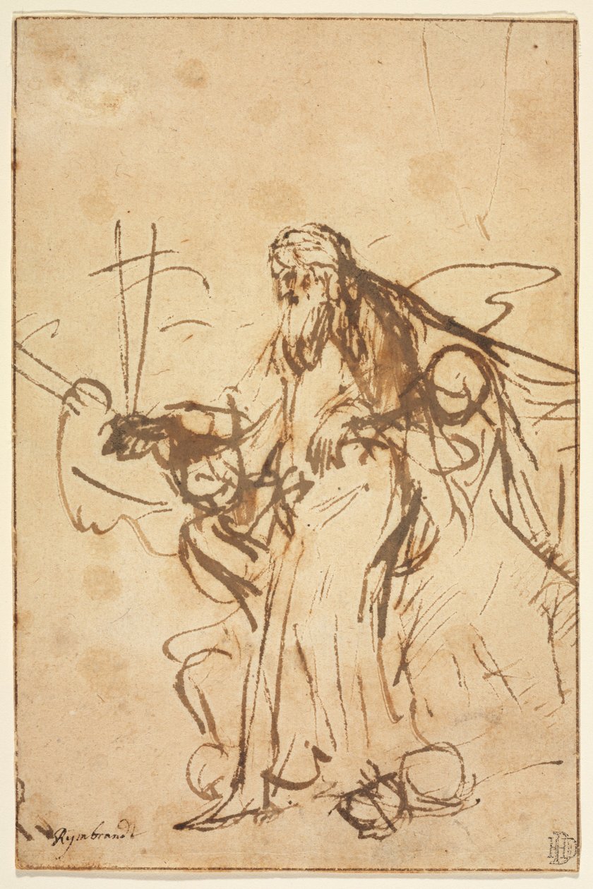 Dios Padre sostenido por ángeles de Rembrandt van Rijn