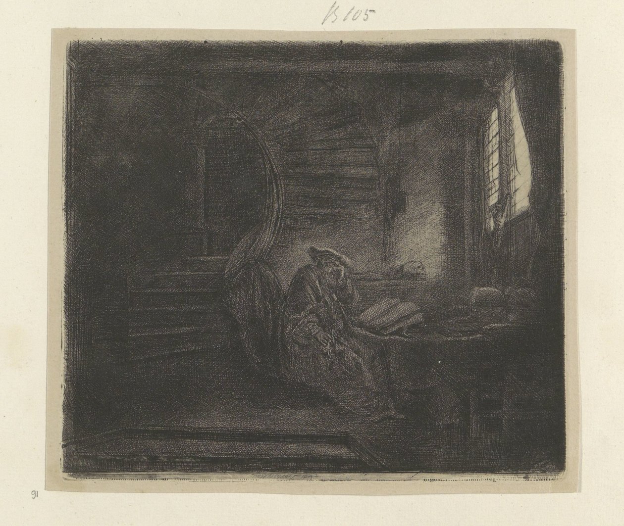 Hieronymus en een donker studeervertrek Colección de ochenta y cinco grabados originales (título de la serie) de Rembrandt van Rijn