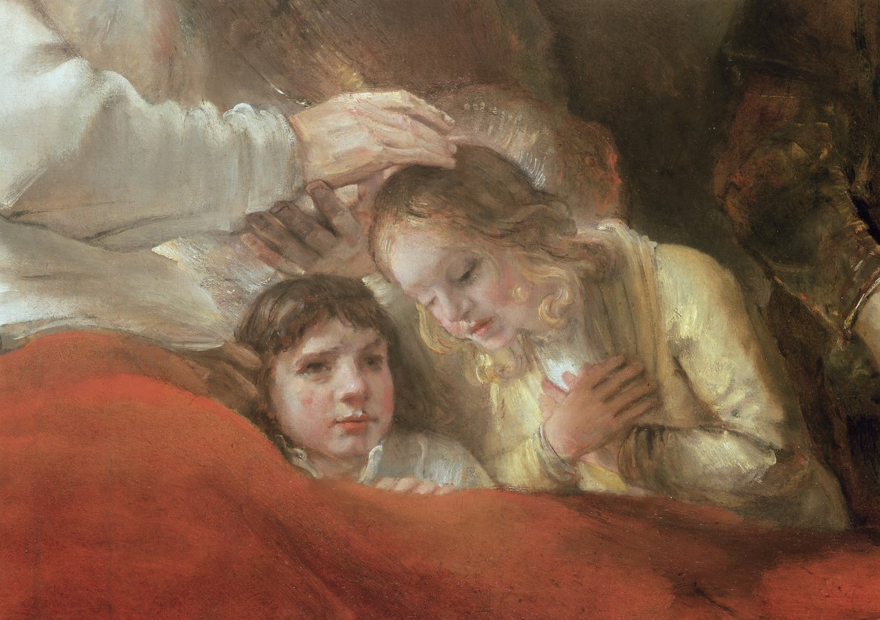 Jacob bendiciendo a los hijos de José, 1656 (detalle) de Rembrandt van Rijn