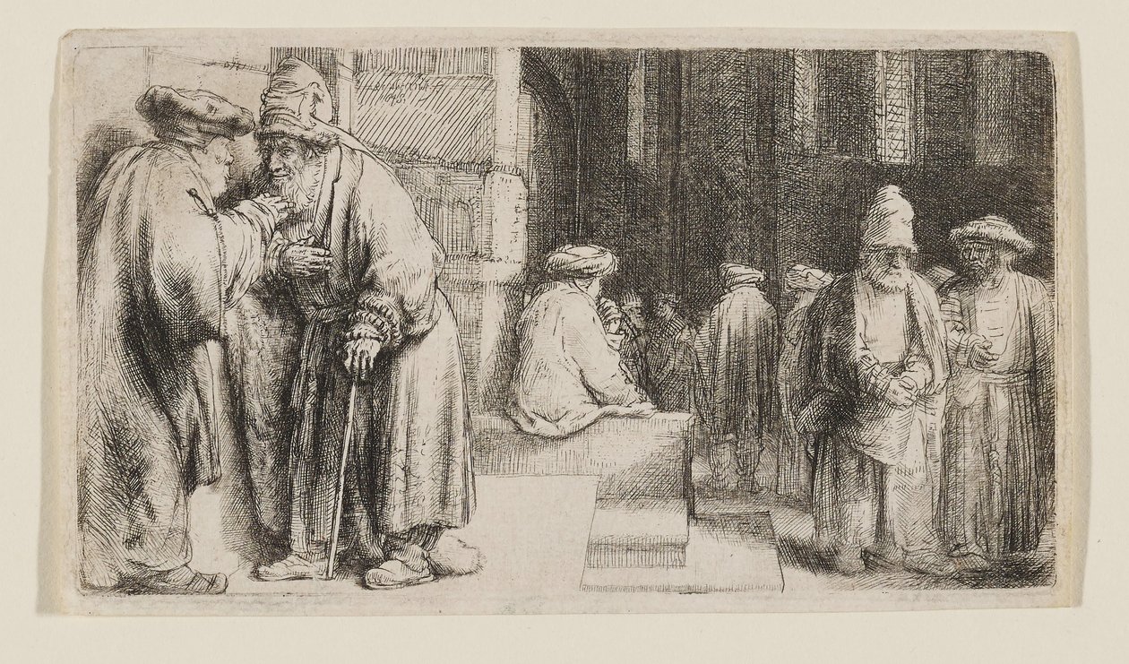 Judíos en una sinagoga de Rembrandt van Rijn