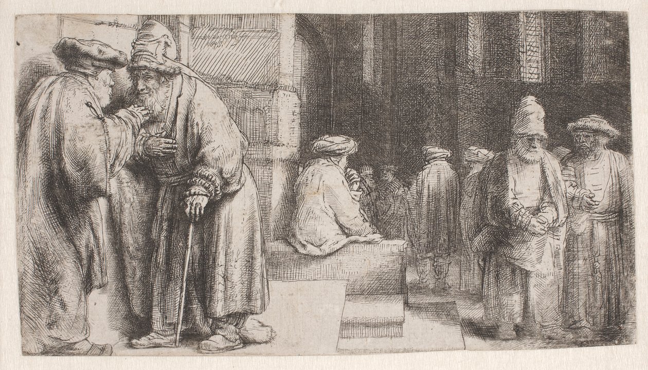 Judíos en la sinagoga de Rembrandt van Rijn