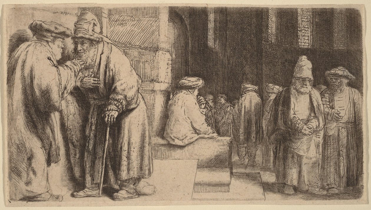 Judíos en la sinagoga de Rembrandt van Rijn