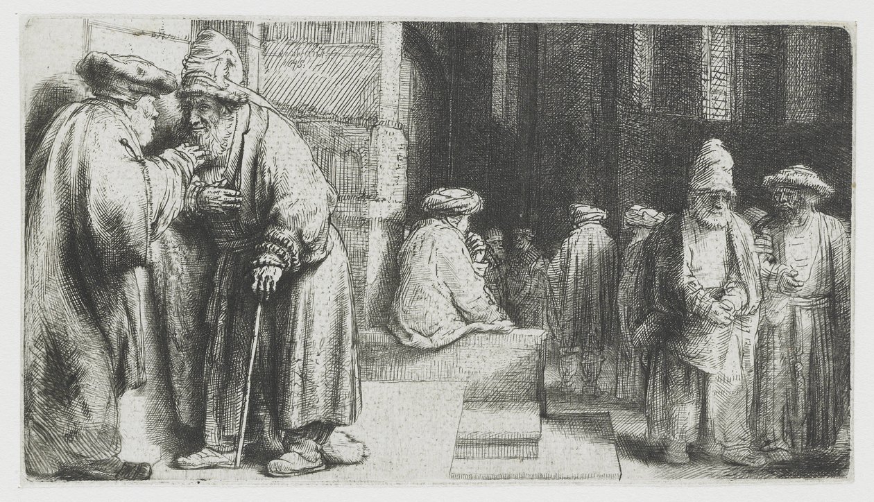 Judíos en la sinagoga de Rembrandt van Rijn