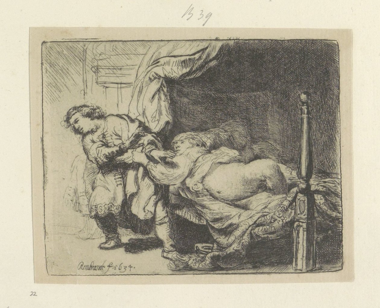 Jozef en de vrouw van Potifar Colección de ochenta y cinco grabados originales (título de la serie) de Rembrandt van Rijn