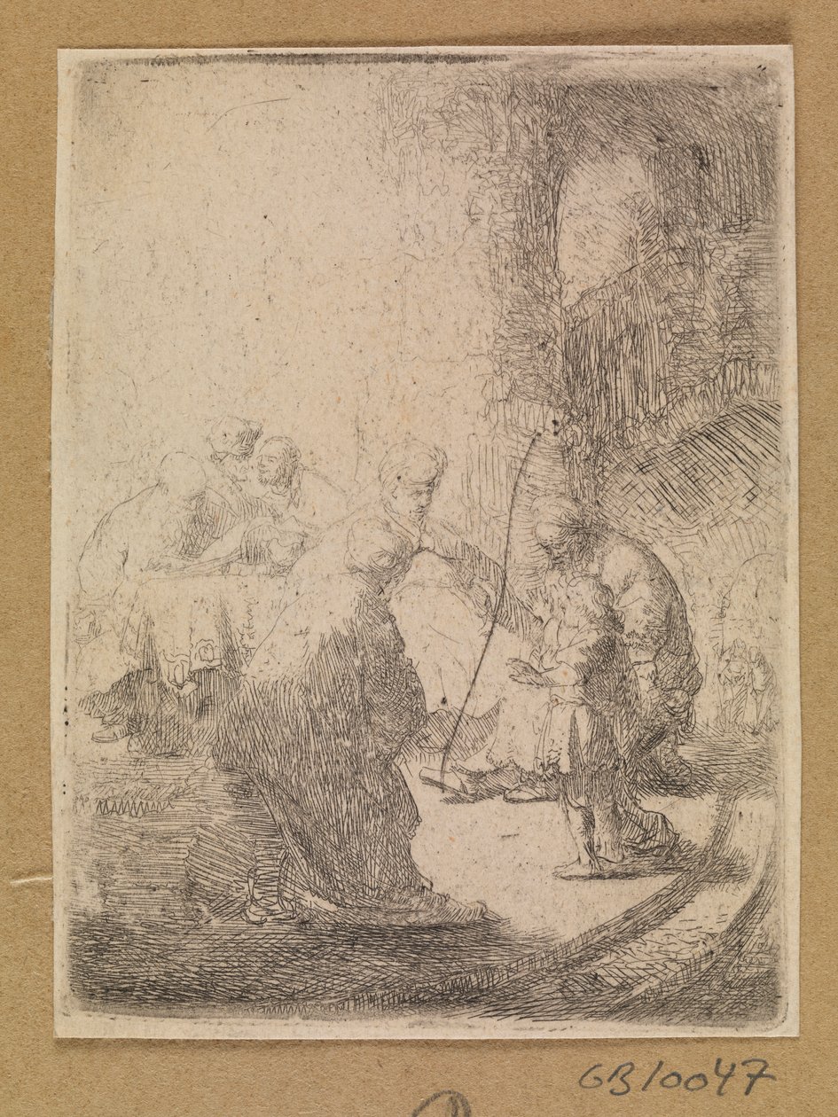 Cristo niño y los doctores. Pequeña placa de Rembrandt van Rijn