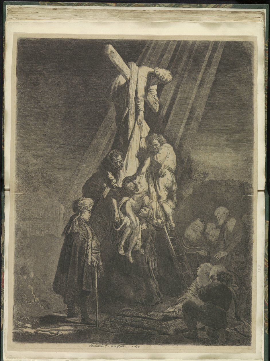 Kruisafname: tweede plaat Colección de ochenta y cinco grabados originales (título de la serie) de Rembrandt van Rijn
