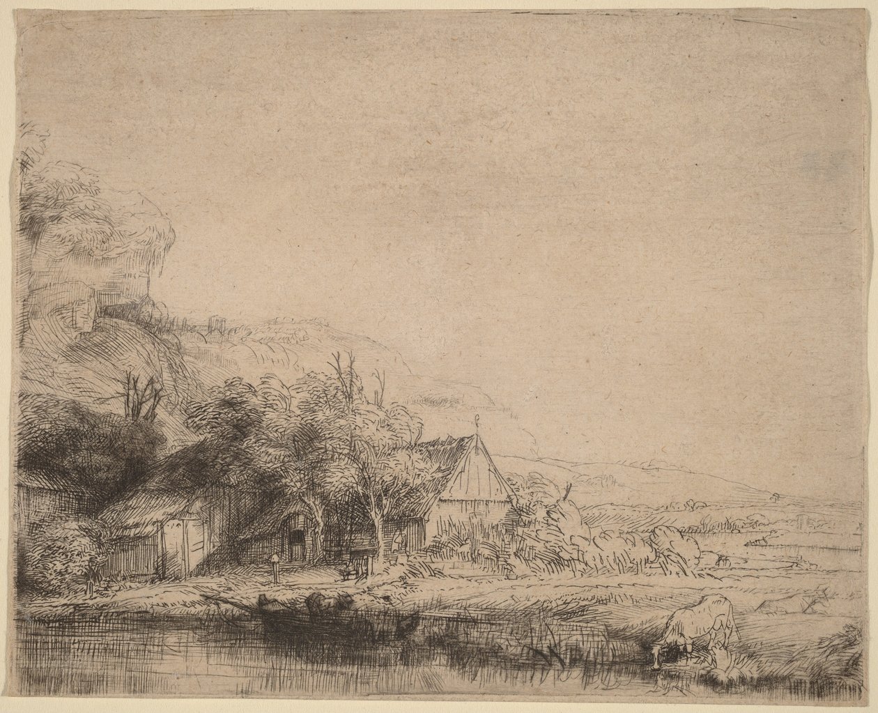 Paisaje con una vaca de Rembrandt van Rijn