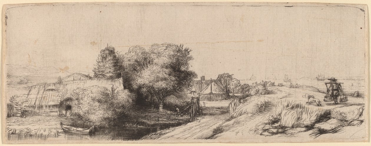 Paisaje con un Lechero de Rembrandt van Rijn