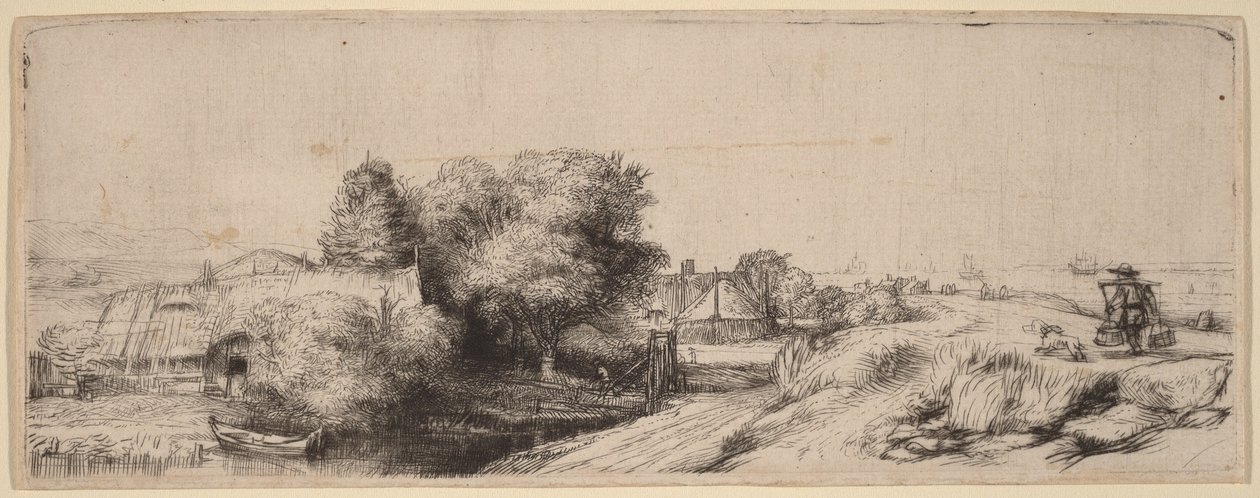 Paisaje con un lechero de Rembrandt van Rijn