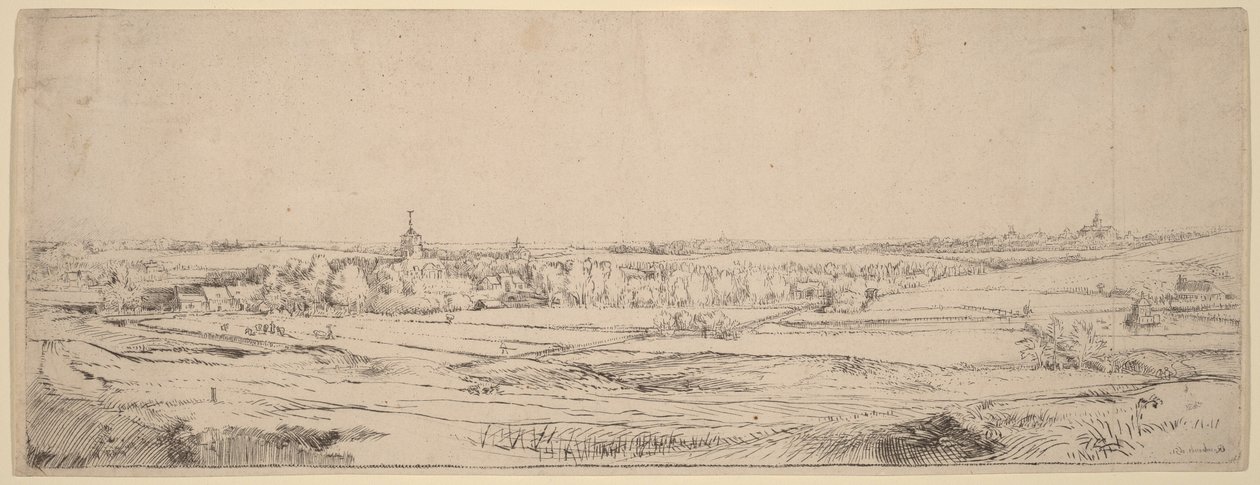Paisaje con vistas a Haarlem (El campo del pesador de oro) de Rembrandt van Rijn