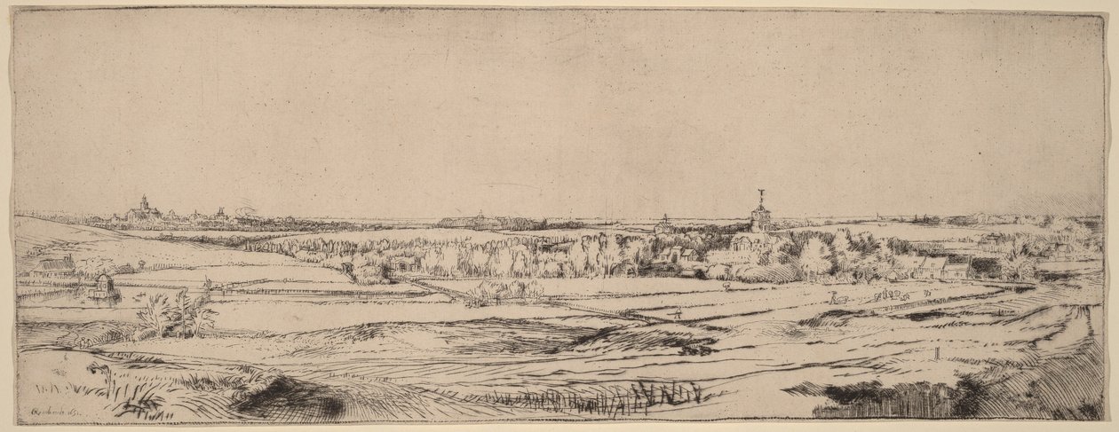 Paisaje con vistas a Haarlem (El campo del pesador de oro) de Rembrandt van Rijn