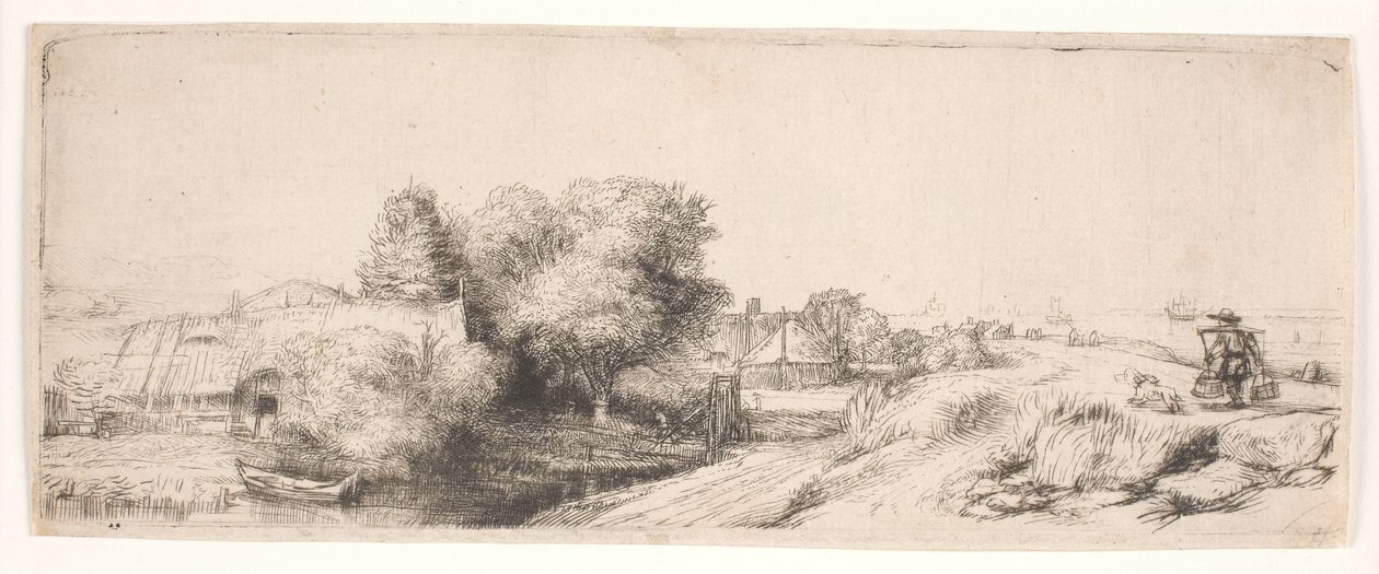 Paisaje con un lechero de Rembrandt van Rijn