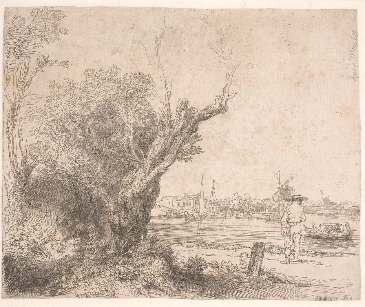 Paisaje. "De Omval" de Rembrandt van Rijn